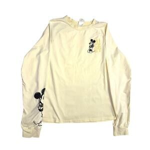 Yellow Disney Women's Medium Mickey Mouse Long Sleeve Crew Neck, Embroidered